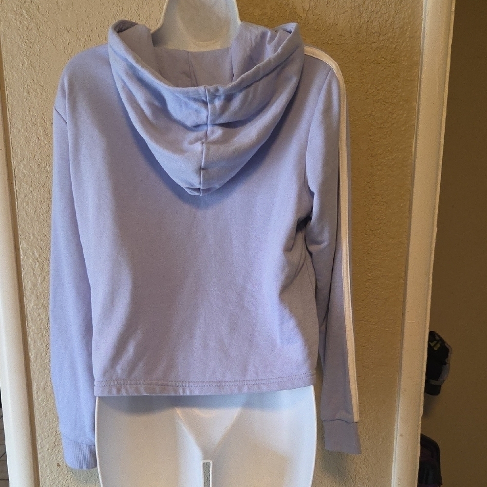 Adidas Women's Lavender Hoodie with White Stripes - Picture 2 of 5